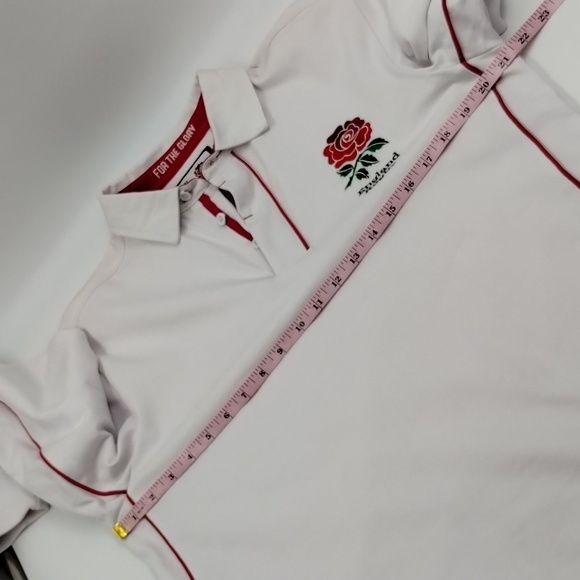 England Rugby Pull on shirt men's medium or unisex white with red stripe - Picture 9 of 14